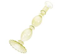 GRIRIW 1pcs Glass Taper Candle Holder Vintage Decorative Candlestick for Weddings Birthdays Home Decor Elegant Green Yellow Centerpiece for Dining Tables Romantic Atmospheres