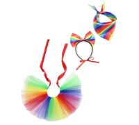 GRIRIW 1set Rainbow Dog Costume for Pride Month Tutu Skirt Headband Scarf for Dogs Pet Accessories for Festivals and Celebrations