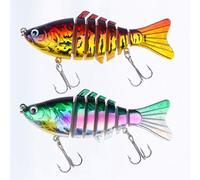 GRIRIW 2 Pcs Multi-section Fish Lure Bait Set Metal Reflective Fishing Tackle with Lifelike Fish Shape and Eyes Double Treble Hooks for Freshwater and Saltwater Fishing Enthusiasts