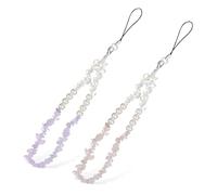 GRIRIW 2 Pcs Phone Charm Lanyards with Crystal Stones Beads Lightweight Mobile Phone Chains for Wrist Straps Unique Accessories Cameras Keys Elegant Design with Lost Rope