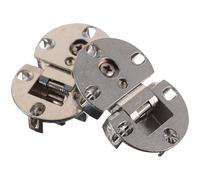 GRIRIW 2 Pcs Zinc Alloy Round Folding Flip Top Hinges with Built-in Dampers Gentle Slow Close 180 Degree Opening Angle Half Inch Overlay Self-Supporting Cabinet Door Hardware for Kitchen