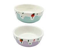 GRIRIW 2-piece Ceramic Feeding Bowl Set for Small Pets Hamster Rabbit Chinchilla Dog Cat Sleek Design Easy to