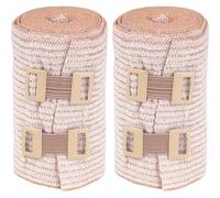 GRIRIW 2 Rolls Beige Elasticated Cotton Compression Wrap for Knee and Muscles, Flexible and Breathable Sports and Outdoor Wrap