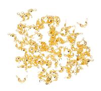 GRIRIW 200pcs Golden Iron End Caps with Foldover Design for Bracelets and Necklaces, Secure The Ends of Jewelry Pieces, for Crafting and DIY Projects by Craft Enthusiasts