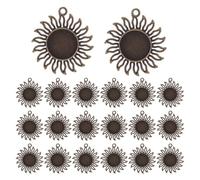 GRIRIW 20Pcs 16Mm Sunflower Pendant Cabochon Bezel Settings Antique Bronze Alloy Round Pendant Holder for Necklace Earring DIY Jewelry Findings Vintage Blanks