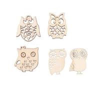 GRIRIW 20pcs Beige Owl Wood Pieces DIY Painting Set, Creative Density Board Craft Kit to Promote Intellectual Development and Home Decoration