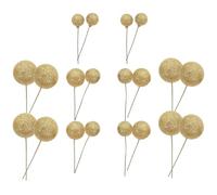 GRIRIW 20pcs Golden Foam Ball Cake Toppers Multi-purpose Glitter Decorative Bakery Cake Balls for Birthday Cakes and Party Celebrations