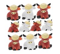GRIRIW 20pcs Mini Highland Cow Resin Figures Miniature Resin Animals for Fairy Garden Dollhouse Moss Landscape Decor Compact Cute Micro Animal Figurines for Desk Shelf Plant Pots DIY