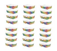 GRIRIW 24pcs Rainbow Paper Boat Snack Trays Oil Resistant Serving Plates for Pride Birthday Picnic Events Greaseproof Food Boats for Candy Popcorn Hot Dogs