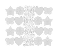 GRIRIW 25pcs Plastic Mesh Canvas Sheets Blank Mesh Canvas Plastic Sheets White Pe Material Heart Star Flower Butterfly Petal Shapes for DIY Handcraft Enthusiasts Parent Interaction Making