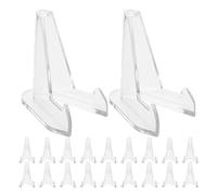 GRIRIW 25pcs Transparent Coin Display Stands Clear Plastic Easel Holders for Coins Cards Artworks Pocket Watches Challenge Medals Robust Stable Holders for Home Office Table