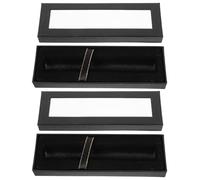 GRIRIW 2pcs Black Pen Boxes Empty Paper and Silk Fabrics Multi-Functional Practical Storage Cases for Family and Students Packing and Wrapping Small Objects and Paintbrushes