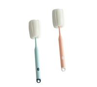 GRIRIW 2pcs Bottle Sponge Brush with Long Handle for Milk Bottle Multipurpose Cup Cleaning Brush Set in Light Blue and Pink for Travel and Home Use