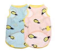 GRIRIW 2Pcs Breathable Summer Vest Clothes for Small Dogs and Cats Lightweight Pet Apparel Easy Pull Design for Spring Summer Activities Reduces Shedding and Keeps Pets Cool