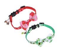 GRIRIW 2pcs Cat Bowtie Collar with Bell Lightweight Cotton Dog Collar for Dogs Bright Colors Comfortable and Breathable Design Lost Feature