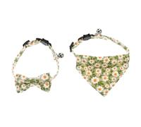 GRIRIW 2Pcs Cat Collar Kitten Bow Tie with Chic Floral Design Pet Costume Accessories for Daily Wear Photo Props Birthday Christmas Celebrations