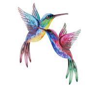 GRIRIW 2pcs Colorful Iron Hummingbird Wall Decor Set Wrought Iron Indoor Outdoor Hanging Ornament for Home Garden and Patio Decoration