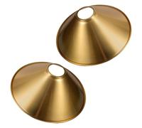 GRIRIW 2pcs Copper-Colored Metal Cone Lamp Shade Set, 220mm Industrial Hanging Light Cover with E27 Socket, Metal Art Lampshades for Bedroom, Kitchen Island, Corridor Ceiling Lights