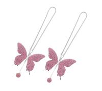 GRIRIW 2pcs Crystal Rhinestone Butterfly Car Mirror Pendant Pink Hanging Accessories for Women Lightweight Rearview Mirror Decor Fit Sparkling Interior Ornament