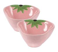 GRIRIW 2pcs Cute Hamster Ceramic Feeding Bowls Cartoon Strawberry Shaped PET Food Dishes for Small Animals like Hamsters and Guinea Pigs