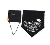 GRIRIW 2pcs Dog Graduation Party Creative Doctoral Cap Chin Strap Black Bandana for Graduation Birthdays Pet Events and Photoshoots