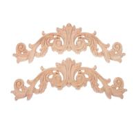 GRIRIW 2pcs European Style Carved Wood Onlays Unpainted Corner Appliques for Wall Cabinet Door Wardrobe Trim Decor with Intricate Victorian Carved Wood Panel Design