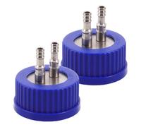 GRIRIW 2pcs Gl45 Mushroom Cultivation Cap for Culture Flask and Lab Bottle with 2-port Design, Metal and Plastic Material, Leak-proof Sterile Cap for Accurate Liquid Transfer