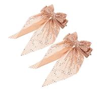 GRIRIW 2pcs Golden Sequin Large Hair Bow Clips with Metal and Cloth Material Gentle on Hair Quick to Use for Women at Formal Gatherings and Parties