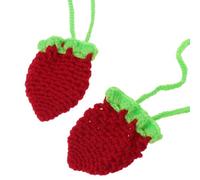 GRIRIW 2pcs Handmade Knitted Egg Bags with Drawstring, Strawberry Woolen Net Egg Pocket, for Little Gifts and Candies during Dragon Boat Festival