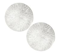 GRIRIW 2pcs Heat Resistant Round Table Mats Modern Hollow Out Design Dining Placemats for Home Restaurant Kitchen Easy to Clean and Store Insulation Up to Elegant Silver Decor for Party