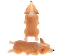 GRIRIW 2Pcs Miniature Resin Puppy Dog Desktop Ornaments Small Corgi Figurines Car Decorations Cute Yellow Collectible Random Color