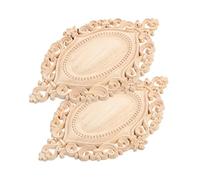GRIRIW 2pcs Modern Elegance Solid Wood Carved Onlay Appliques for Living Chinese Wood Carved Decal Decor Home Decorations