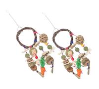 GRIRIW 2Pcs Natural Hanging Rabbit Chew for Bunnies Chinchillas Hamsters Safe Bite for Teeth Grinding Boredom Relief and Cage Fun Accessory