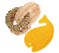 GRIRIW 2Pcs Natural Loofah Chew for Small Pets - Rabbit, Hamster, Chinchilla, Gerbil Teeth Cleaning and Teething Accessories for Bunnies and Rodents