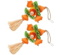 GRIRIW 2pcs Parrot Chewing Natural Corn Husk Bird Cage Accessories Hanging Bells for Large Birds Cockatiels Budgies Shredding Perch Plaything for Pet Chewing and Gnawing
