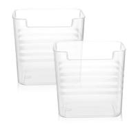 GRIRIW 2Pcs Plastic Refrigerator Storage Bins Shaped Opening Rounded Corners Fridge Organizer Boxes for Kitchen Essentials Storage and Easy Access