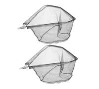 GRIRIW 2Pcs Portable Collapsible Triangular Fishing Net with Extendable Stainless Steel Pole Secure Foldable Fish Catching Net Head for Lakes Rivers Saltwater and Kayak Fishing