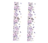 GRIRIW 2Pcs Purple Peony Pattern PVC Decals Decorative Wall Stickers Self-Adhesive Floral Home Decorations for Smooth Surfaces Easy Peel and Stick Design for Living Corridor Cabinet