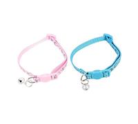 GRIRIW 2Pcs Reflective Cat Collar with Bell Lightweight Breakaway Neckwear for Cats Pink Sky Blue for Pet Safety and Visibility