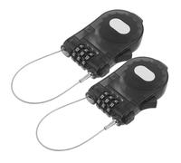 GRIRIW 2Pcs Retractable Steel Cable Bike Lock and Snowboard Security Lock Set Keyless Combination for Scooter Luggage and Outdoor Use Black