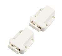 GRIRIW 2pcs Self-Locking Touch Latch Cabinet Door Catch in White Abs Material, Easy to Install Magnetic Push Open Hardware for Wardrobes and Drawers