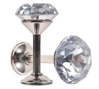 GRIRIW 2pcs Silver Zinc Alloy Drapery Tiebacks with Faux Diamond Design for Curtains and Doors Decorative Wall Tassel Hooks with Screws Easy to Install for Traditional and Modern Rooms