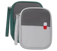 GRIRIW 2Pcs Small Medicine Bag Set Portable Pouch for Travel and Household Use, Lightweight Emergency Medical Storage Bags in Green and Grey