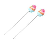 GRIRIW 2pcs Stainless Steel Cake Tester Pin for Baking Cake and Bread with Green Leaf Pattern for Baking Lovers to Check Doneness