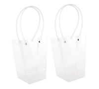 GRIRIW 2Pcs Transparent Bouquet Wrapping Bags Flower Tote Packaging for Fresh Plants Dried Flowers Elegant Design for Weddings Parties Special Occasions