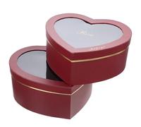 GRIRIW 2Pcs Valentine’S Day Heart-Shaped Flower Boxes with Window, Red Soap Flower Packaging Set for Romantic Wrapping and Floral Arrangements