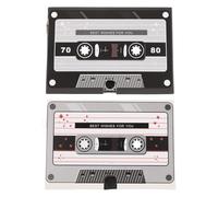 GRIRIW 2pcs Vintage Cassette Tape Voice Recorder Greeting Cards, Self-recording Graduation and Birthday Cards with Retro Sound, Cream and Matte Black for Students and Friends