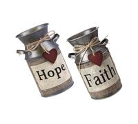 GRIRIW 2pcs Vintage Flower Buckets Retro Iron Craft Flower Arrangement Vases for Home Decor Compact Elegant Rustic Ornaments