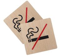 GRIRIW 2pcs Wooden No Smoking Sign Vintage Prohibition Warning Plaques for Office Home Car and Public Places Stylish Safety Reminder for Environment