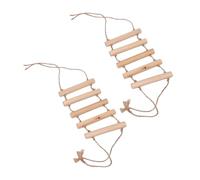 GRIRIW 2pcs Wooden Parrot Stair with Swing Climbing Ladder for Birds Safe Pet for Exercise and Coordination Suitable for Cage Perching and Interactive Play